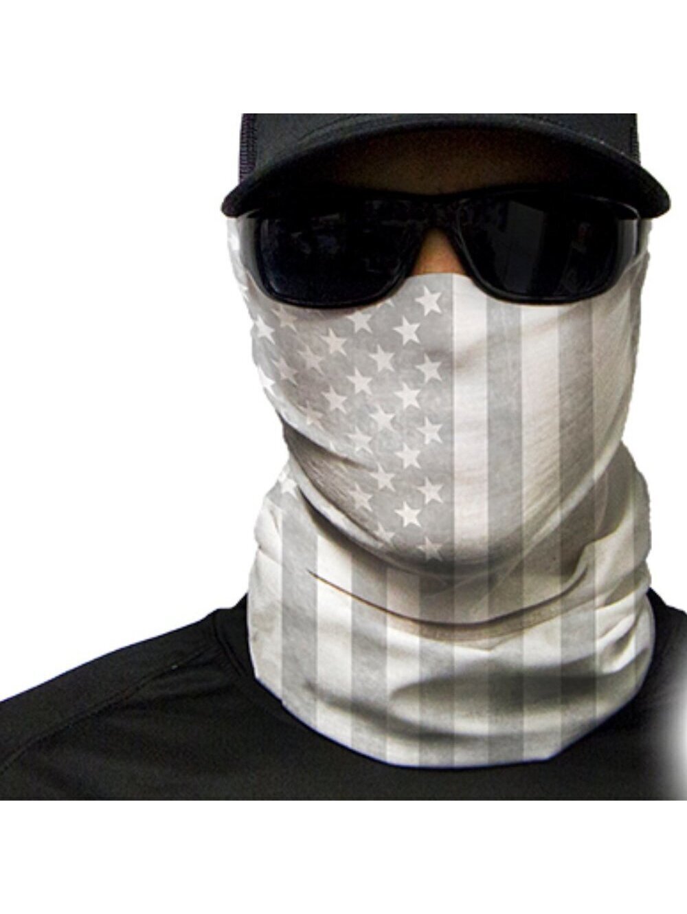 Neck Gaiter Gray American Flag Mens SA Face Mask Headband Shield Wrap Adult